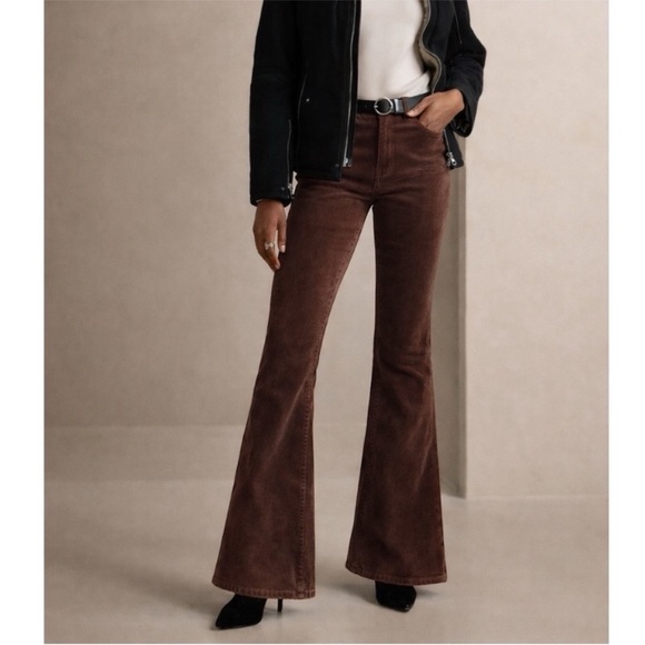 Banana Republic Denim - Banana Republic Coconut Brown Soft Velvet High Rise Flare Long Pants